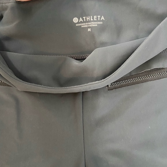 Athleta Womens Medium Charcoal Raw Hem Zipper Accent Metro Activewear Leggings - Picture 7 of 8
